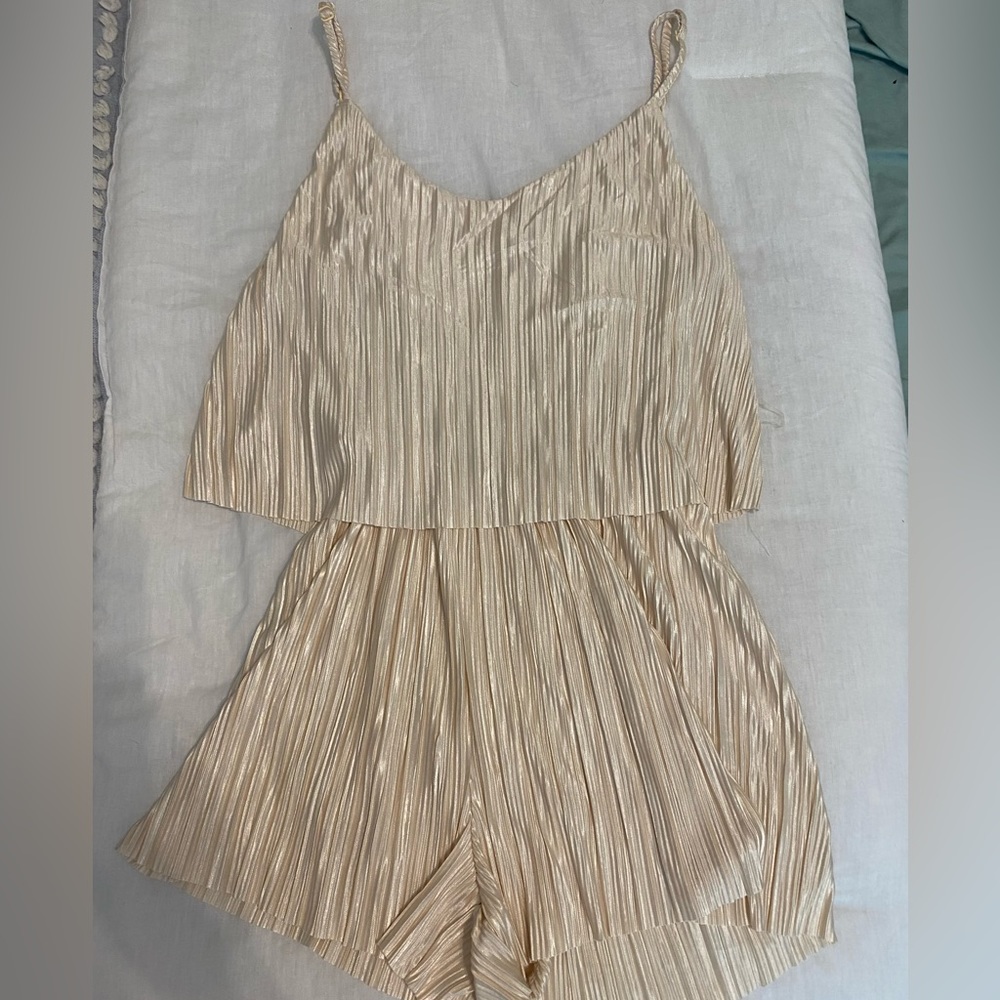 Cream Ribbed Romper